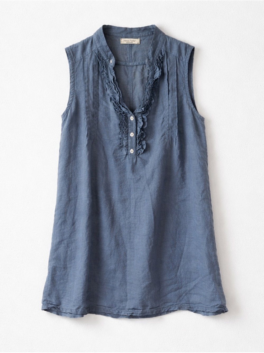 ALESSIA PACINI Made in Italy Medium Dress Ruffled pleated V-Neck Linen Dress